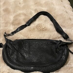 Latico Black Textured Leather Hobo Bag